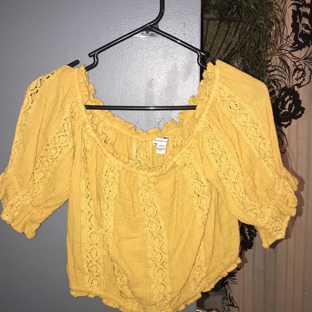 Crop off the shoulder top